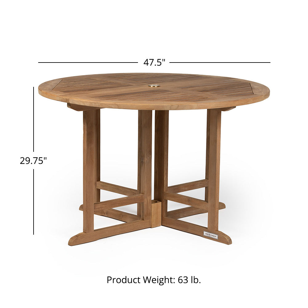 Luna Grade A Teak Folding Table - Tabletop Size: 47" | 47"