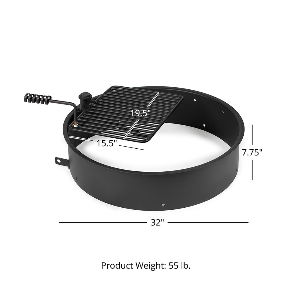 Steel Camp Fire Ring & Outdoor Cooking Grate | Ash & Ember