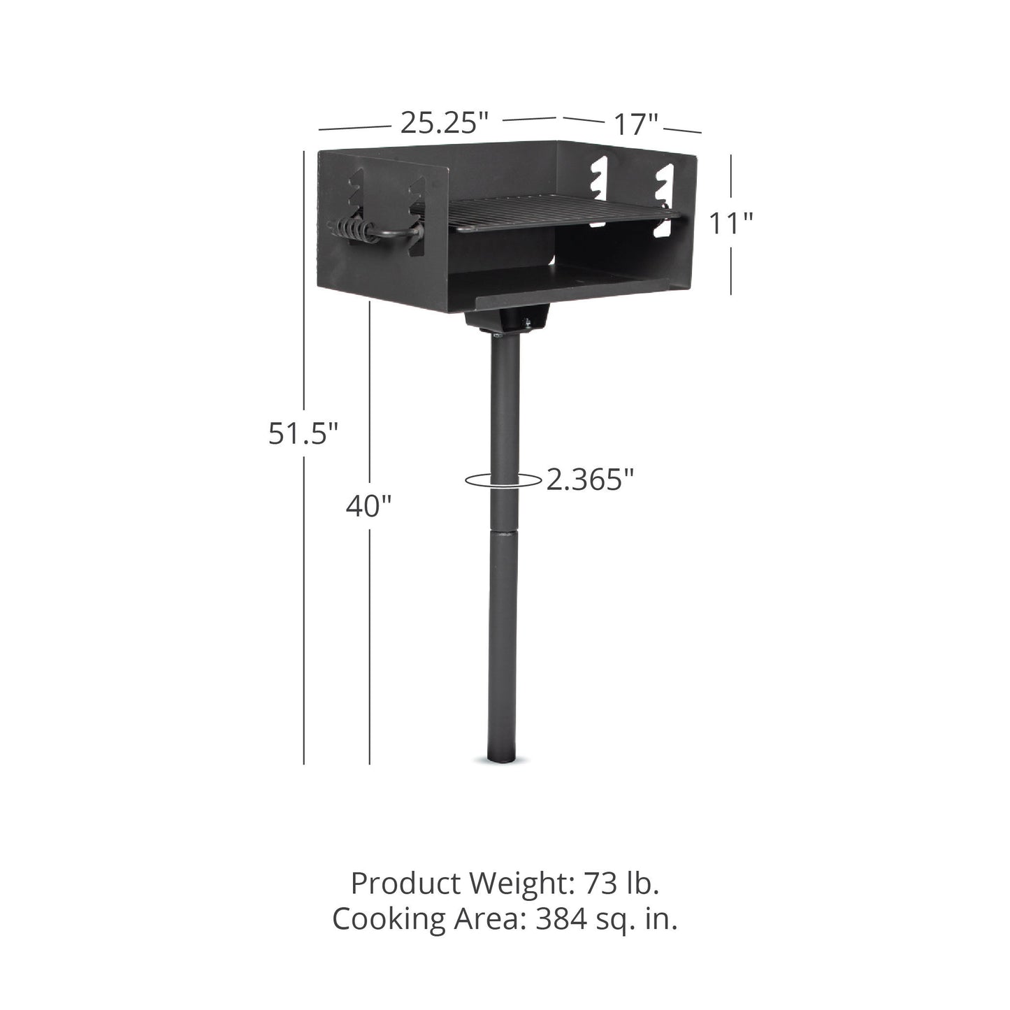 384 Sq. In. Jumbo Park-Style Grill - Optional Mounting Base: Grill Only | Grill Only - view 10