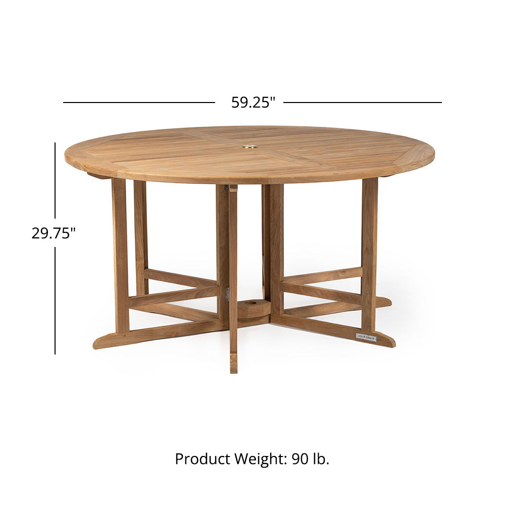 Luna Grade A Teak Folding Table - Tabletop Size: 59" | 59"