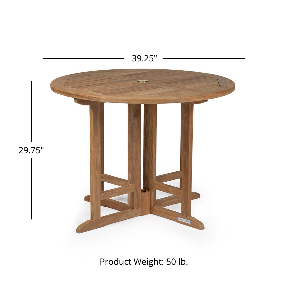 Luna Grade A Teak Folding Table - Tabletop Size: 39" | 39" - view 10