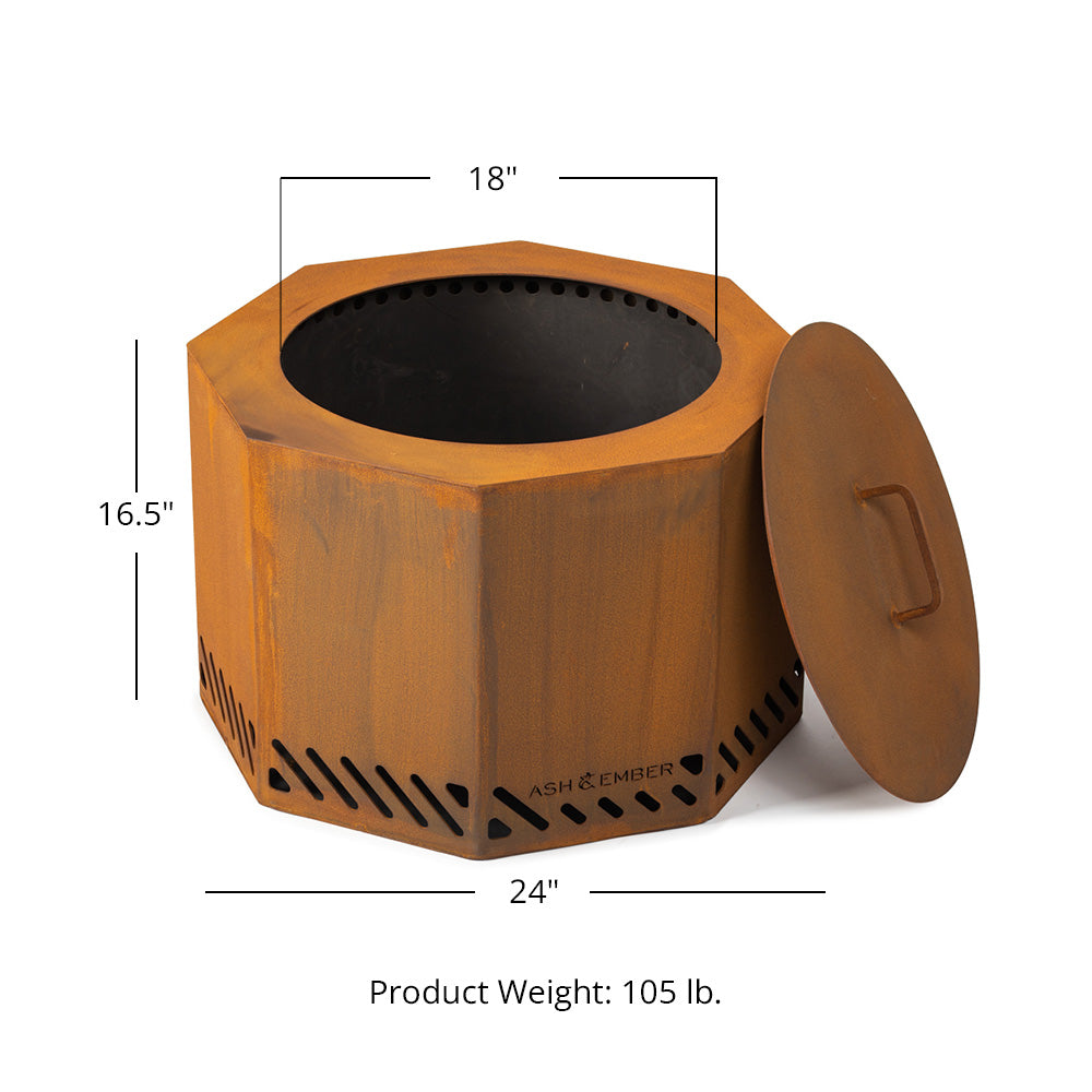 Corten Steel Dual Flame Smokeless Fire Pit | 24" Diameter