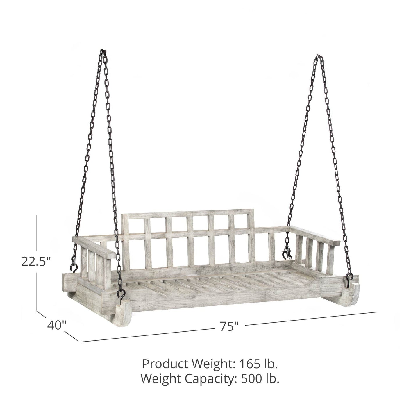 SCRATCH AND DENT - Grade A Teak Twin Porch Swing Bed - FINAL SALE - view 7