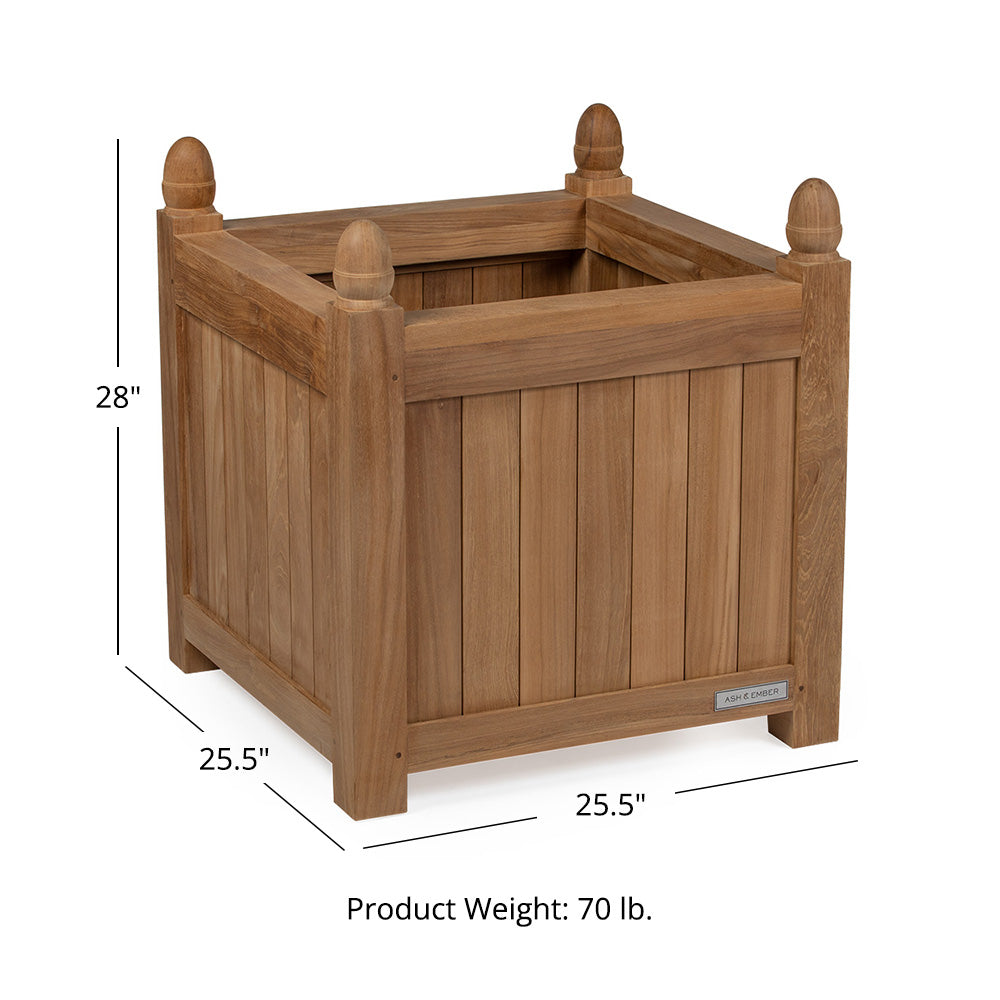 Solstice Grade A Teak Square Planter Box - Planter Box Size: 25" | 25" - view 16