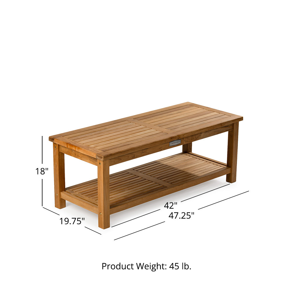 Sierra Grade A Teak 47" Coffee Table with Shelf - view 10