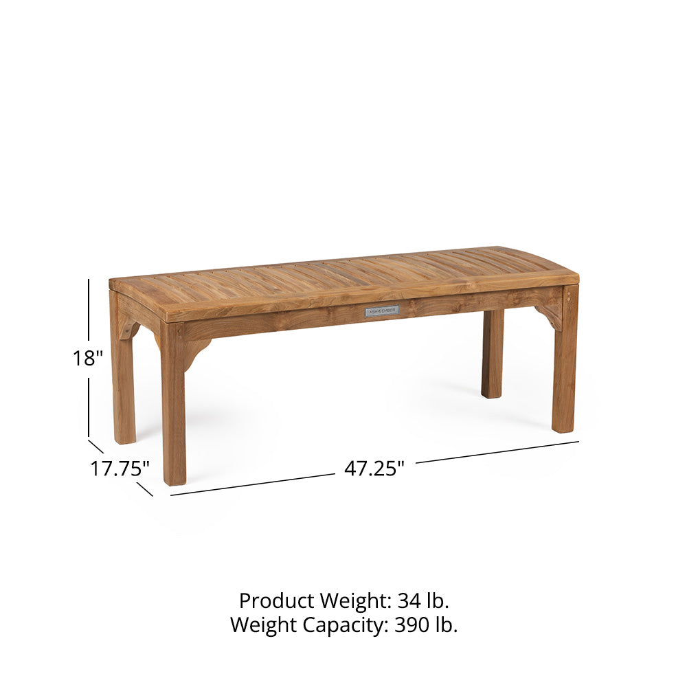 Sage Grade A Teak Backless Benches | 47" - view 8