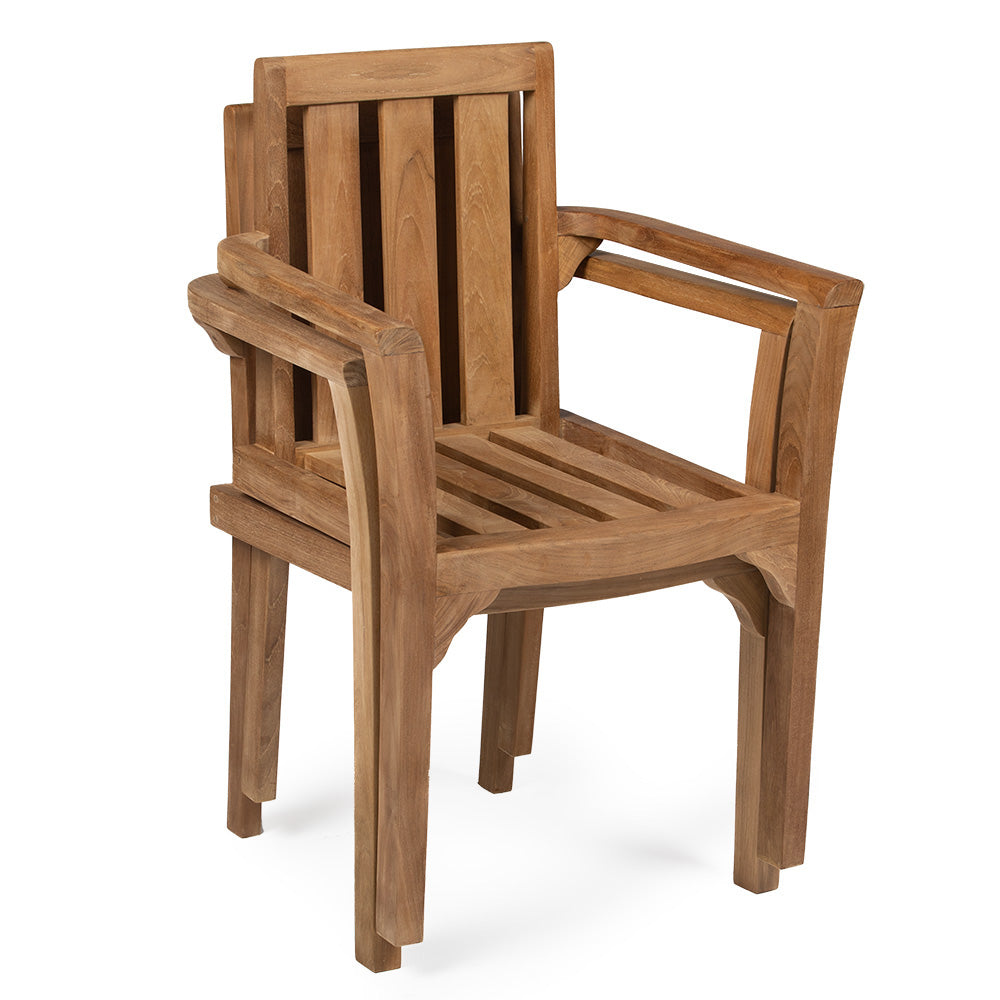 Sage Grade Teak 2 Pack Stacking Armchairs