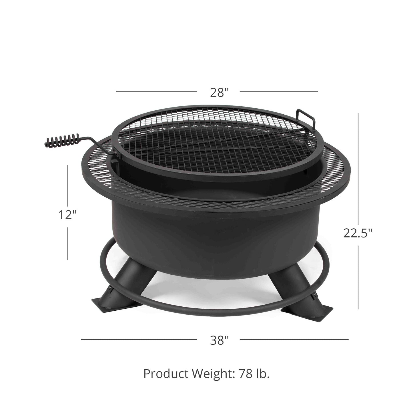 38" Fire Pit with Swivel Grate - view 11