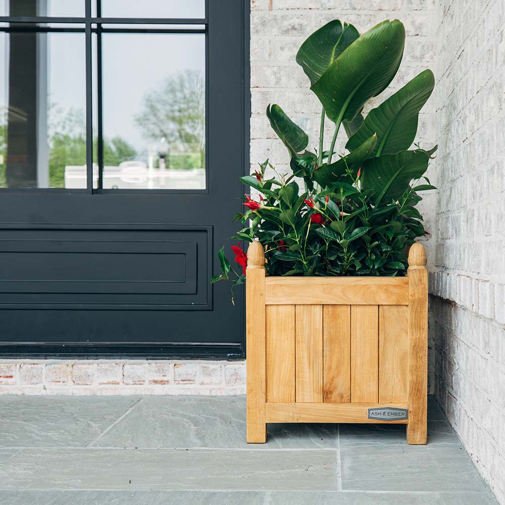 square planter boxes indoor Scratch and Dent - Solstice Grade A Teak 20" Square Planter Box