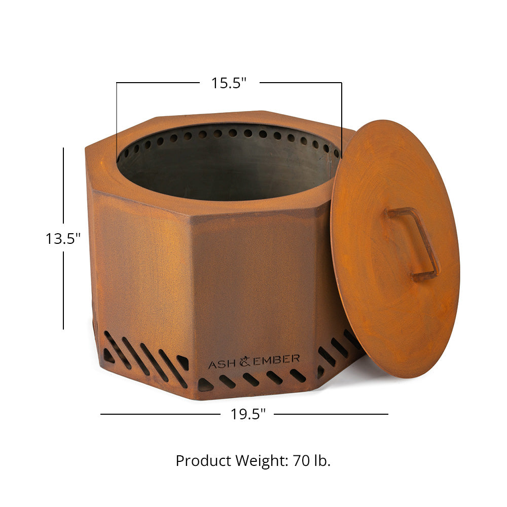 Corten Steel Dual Flame Smokeless Fire Pit | 19.5" Diameter - view 16