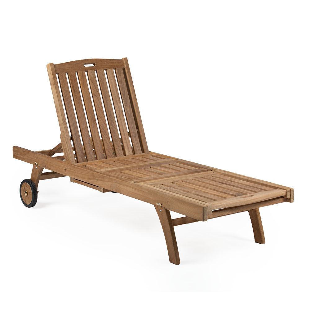 Hawthorne Grade A Teak Reclining Lounger with Optional Armrests - Optional Armrests: No Armrests | No Armrests - view 11
