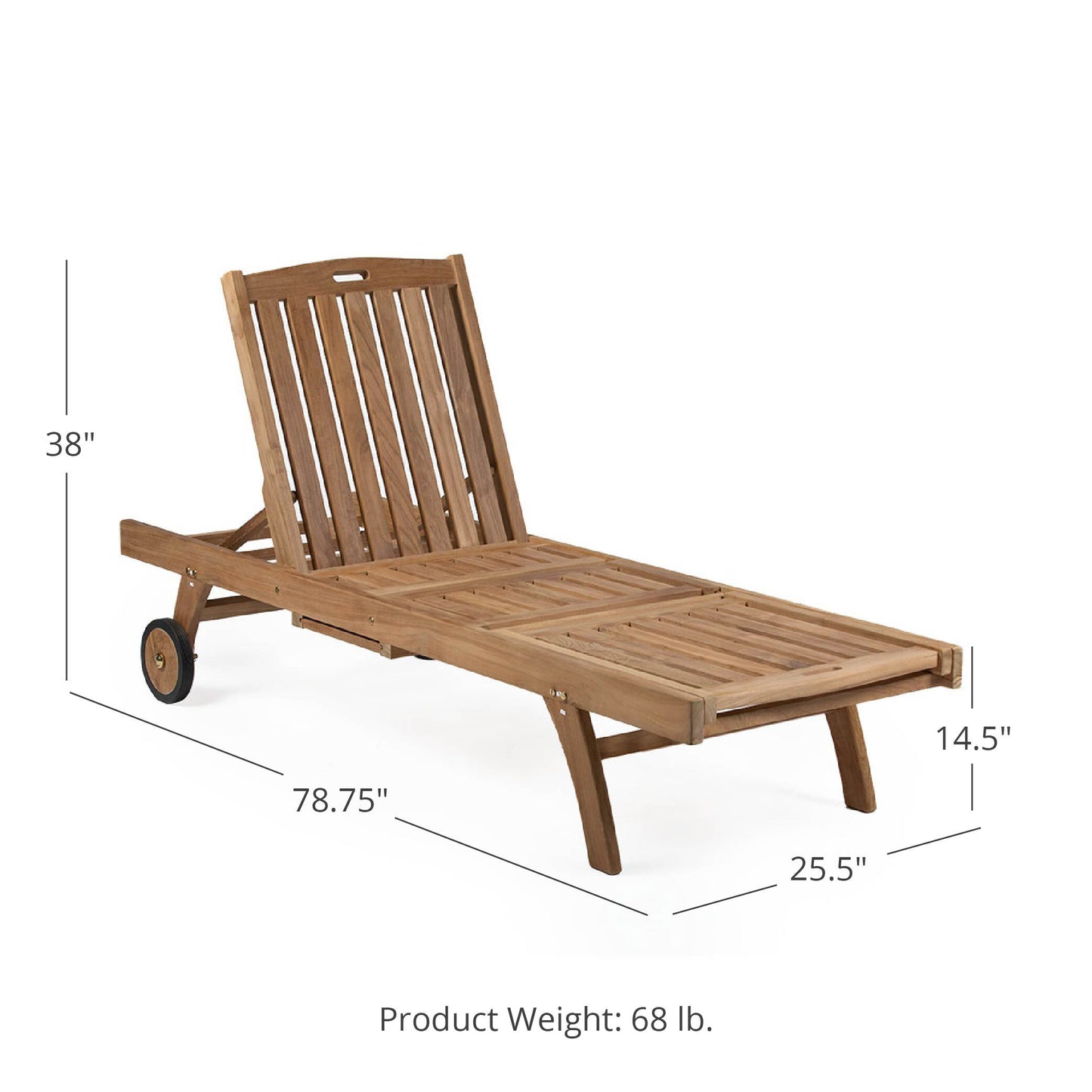 Hawthorne Grade A Teak Reclining Lounger with Optional Armrests - Optional Armrests: No Armrests | No Armrests - view 20
