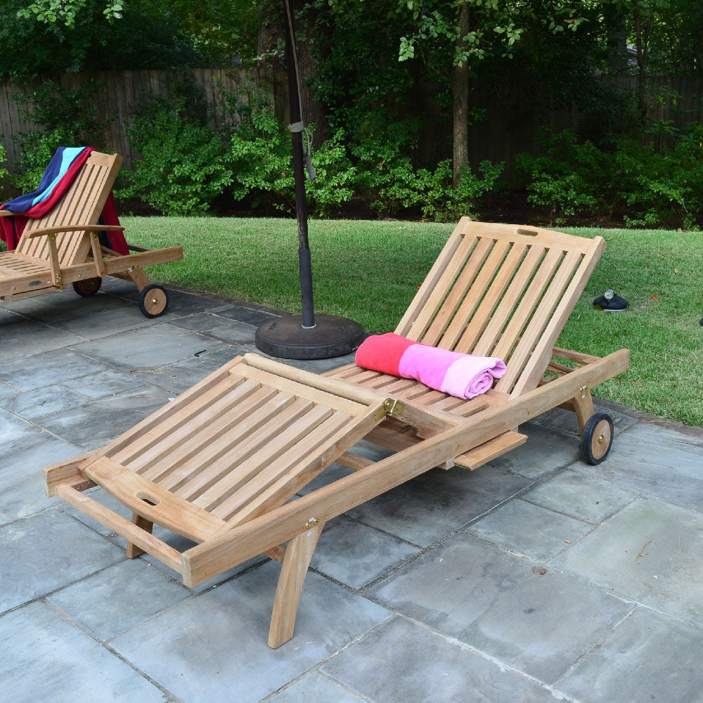 Hawthorne Grade A Teak Reclining Lounger with Optional Armrests - Optional Armrests: No Armrests | No Armrests - view 13