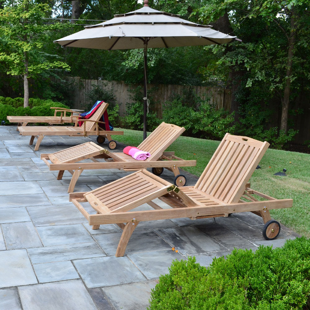 Hawthorne Grade A Teak Reclining Lounger with Optional Armrests - Optional Armrests: No Armrests | No Armrests - view 17