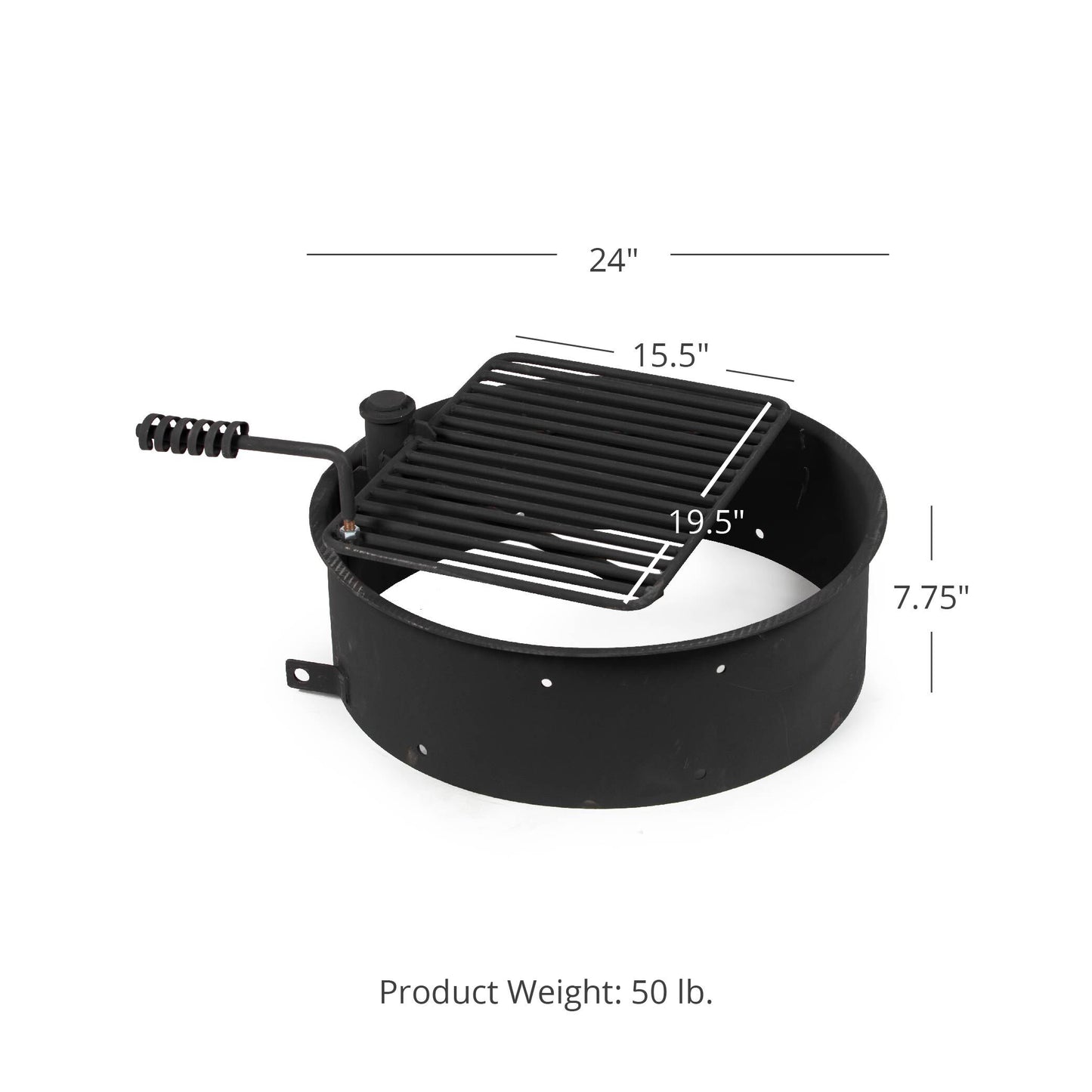 Steel Camp Fire Ring & Outdoor Cooking Grate - Fire Ring Size: 24" | 24" - view 6