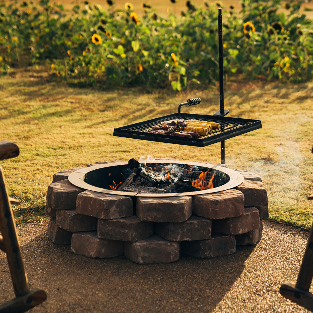 Adjustable Swivel Campfire Grill Grate Ash Ember