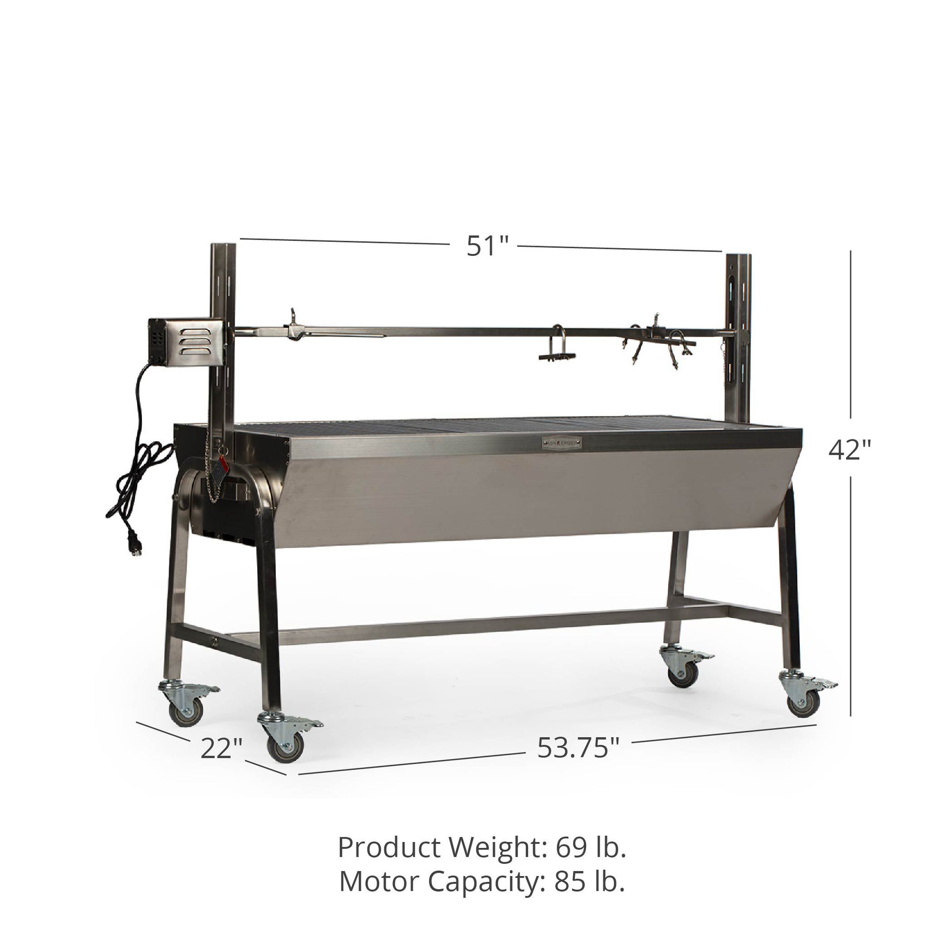 Stainless Steel Rotisserie Grills | 13 Watt - Holds 85 LB