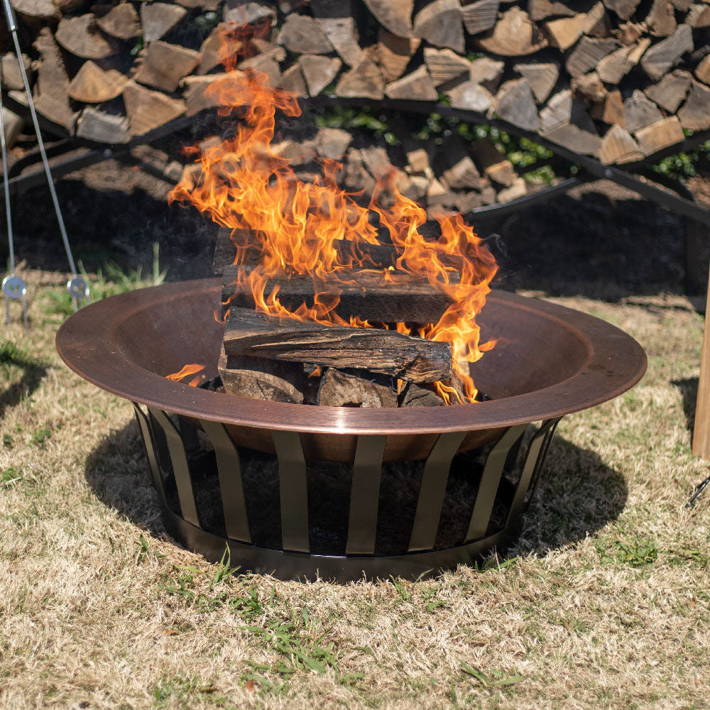 40" Copper Fire Pit with Solid Base and Fire Iron - view 2