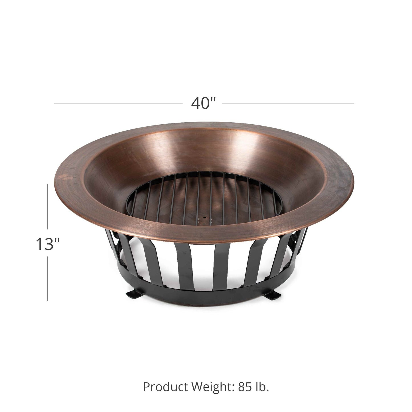 40" Copper Fire Pit with Solid Base and Fire Iron - view 12
