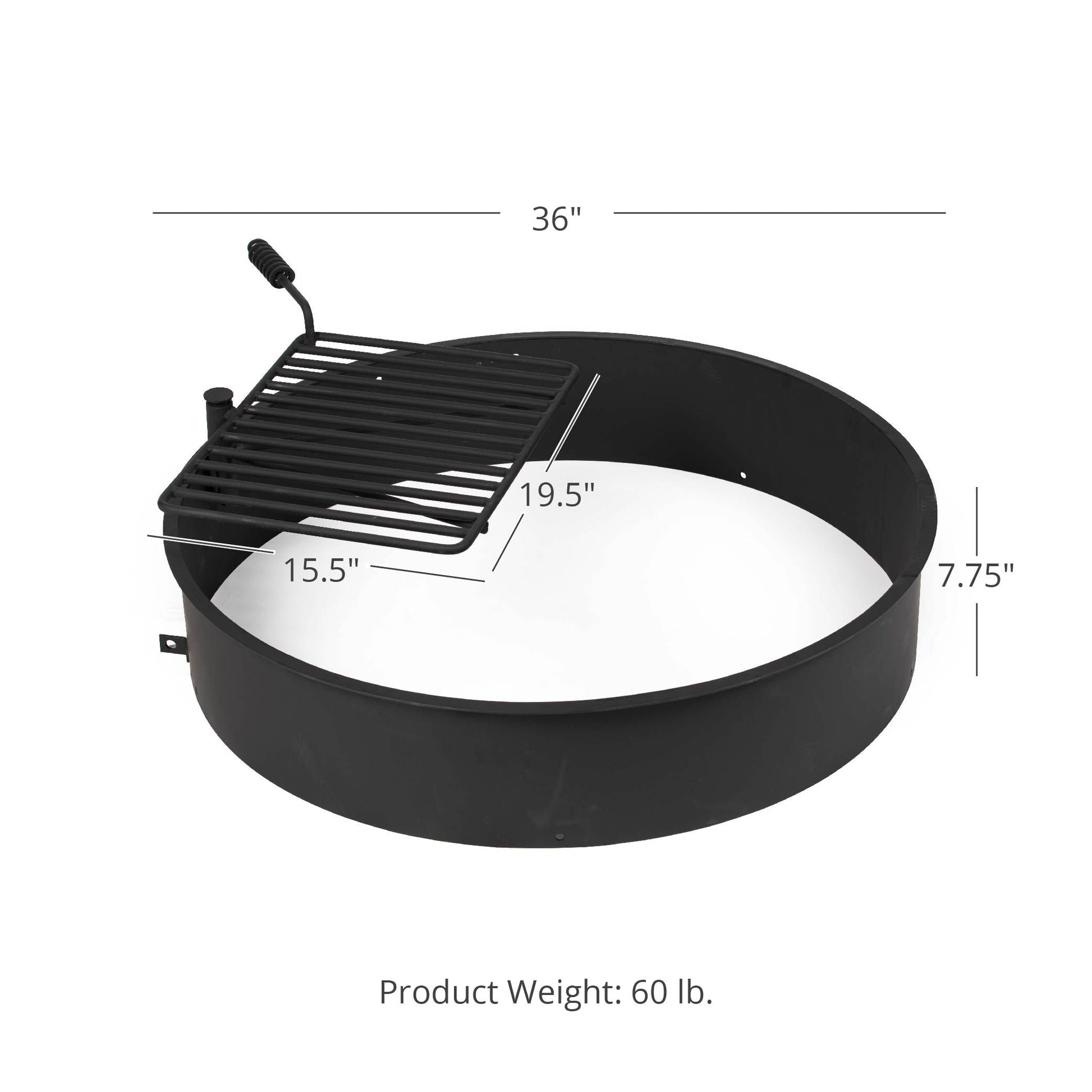 Steel Camp Fire Ring & Outdoor Cooking Grate - Fire Ring Size: 36" | 36"