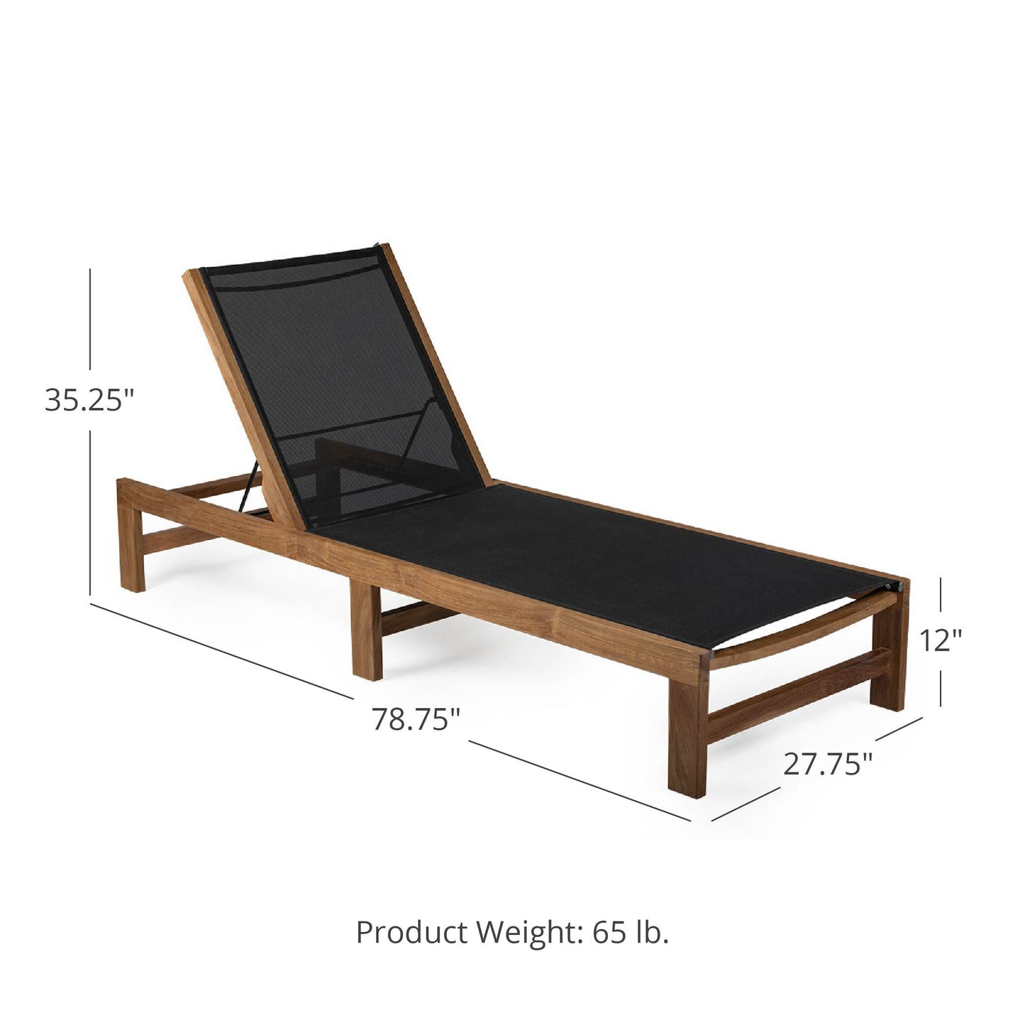 Onyx Grade A Teak Reclining Sling Lounger - view 9