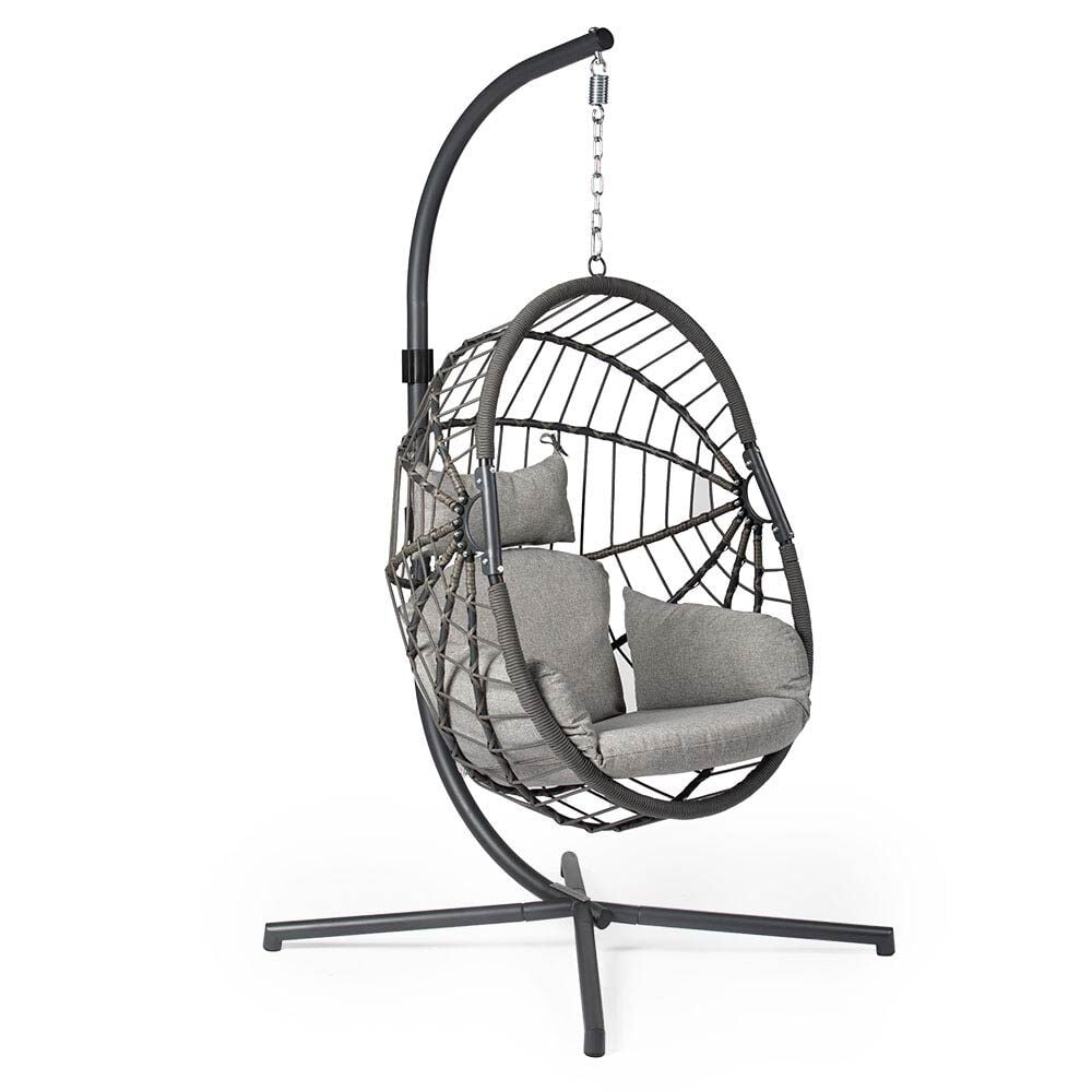 Caspian Patio Hanging Chair with Stand | Grey - view 1