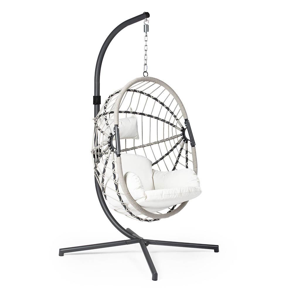 Caspian Patio Hanging Chair with Stand | Cream - view 11