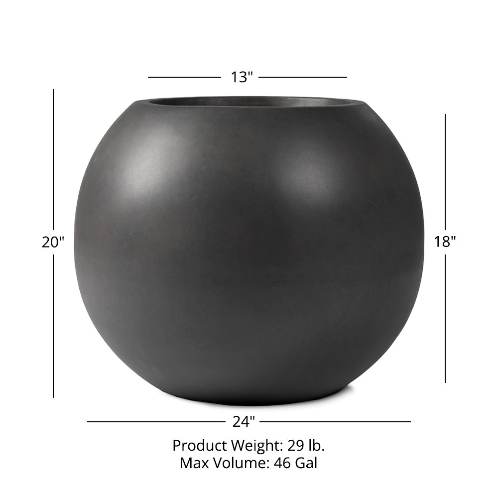 Onyx Sphere Planters - Planter Color: Charcoal - Planter Size: 24" Diameter | Charcoal / 24" Diameter - view 32