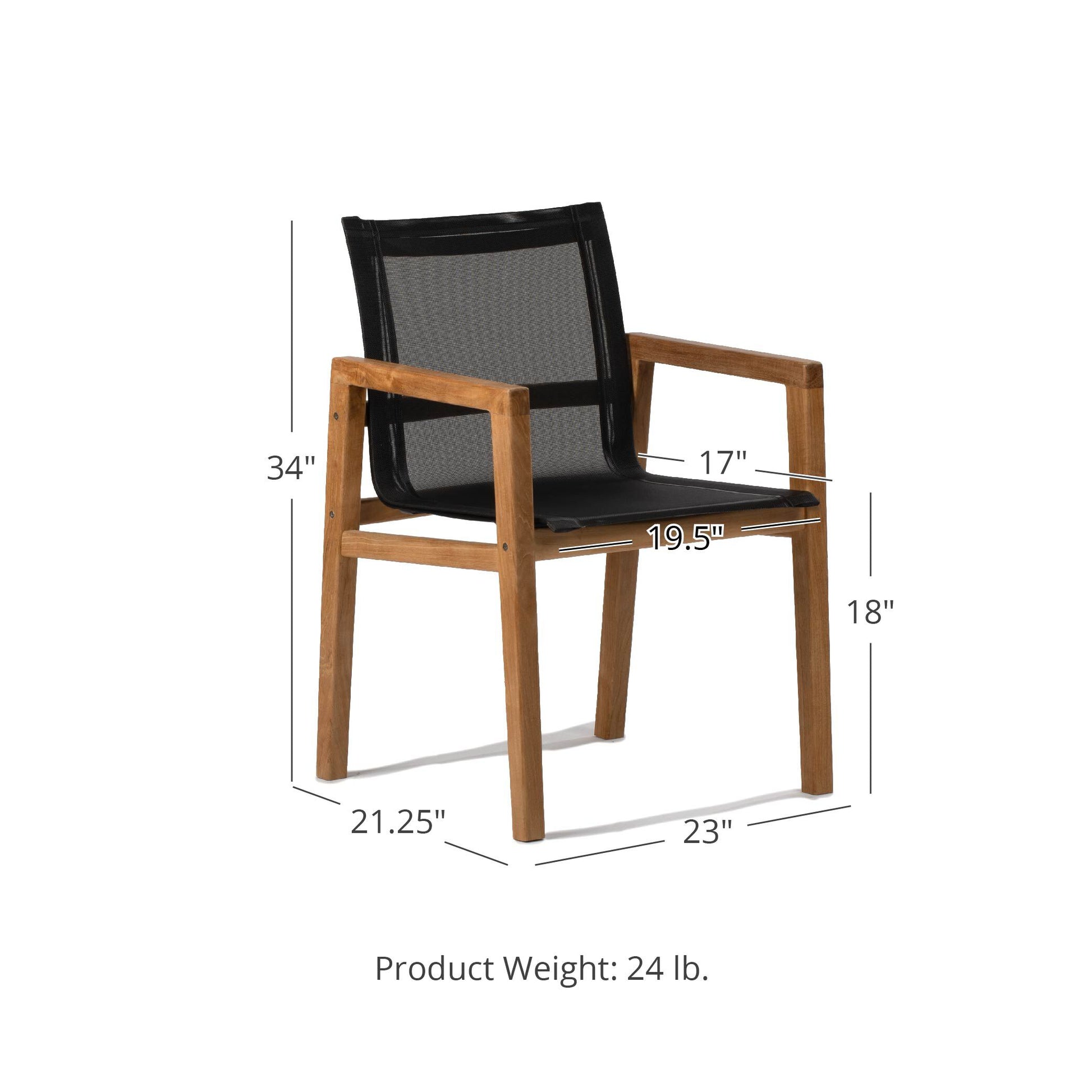 SCRATCH AND DENT - Onyx Grade A Teak Sling Dining Armchair - FINAL SALE