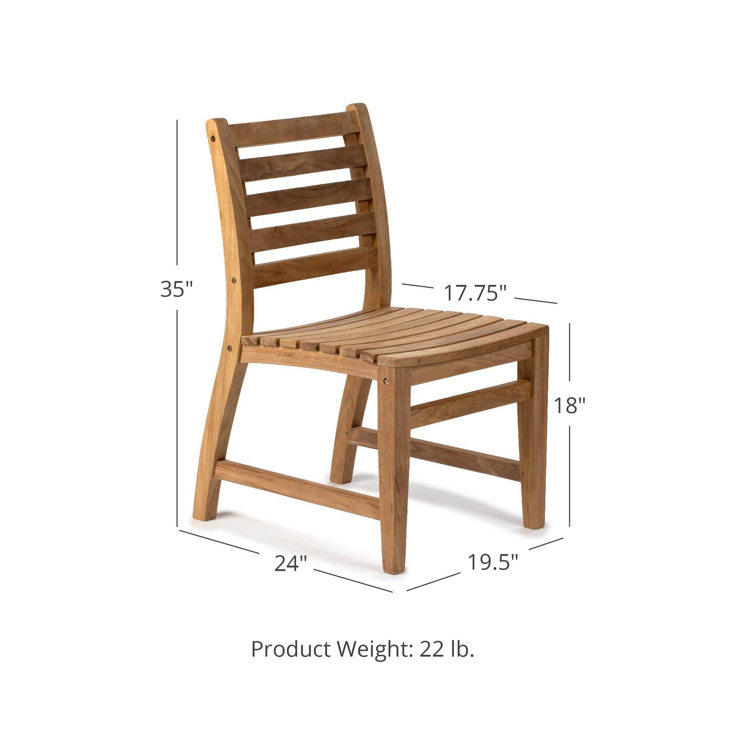 Sandhill Grade A Teak Dining Chair with Optional Arms - Optional Arms: No Arms | No Arms - view 8