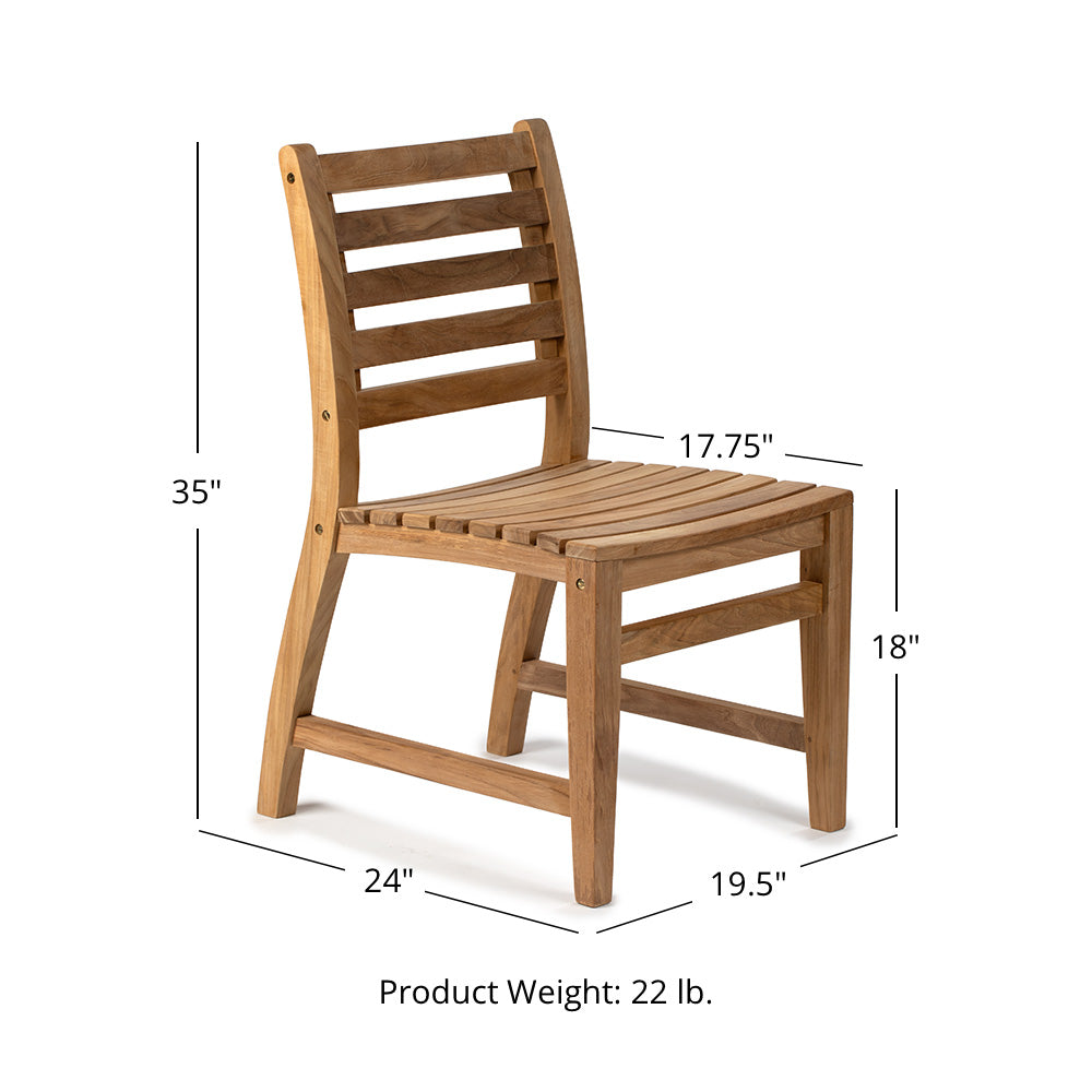 Sandhill Grade A Teak Dining Chair with Optional Arms | No Arms - view 20