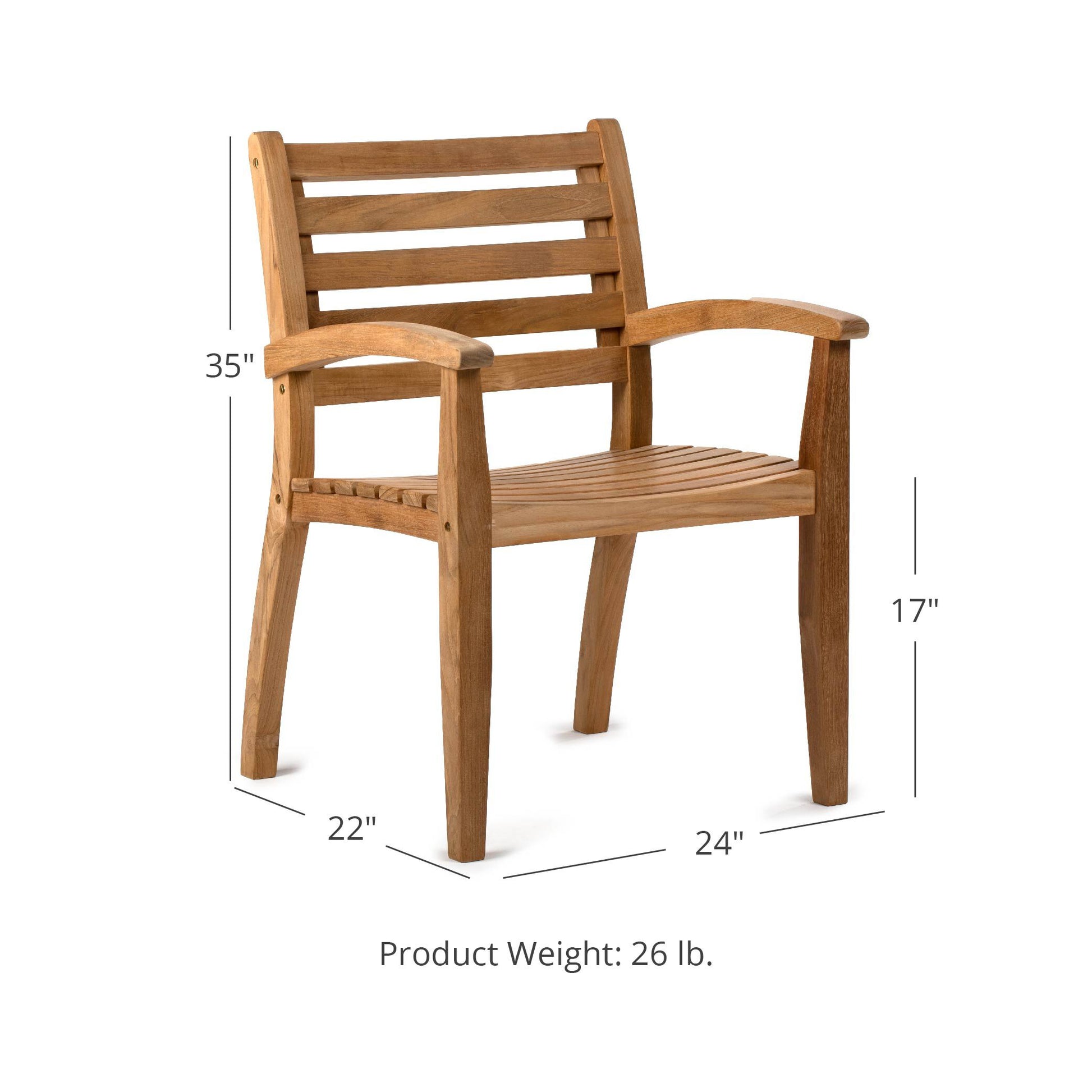 Sandhill Grade A Teak Dining Chair with Optional Arms - Optional Arms: Include Arms | Include Arms