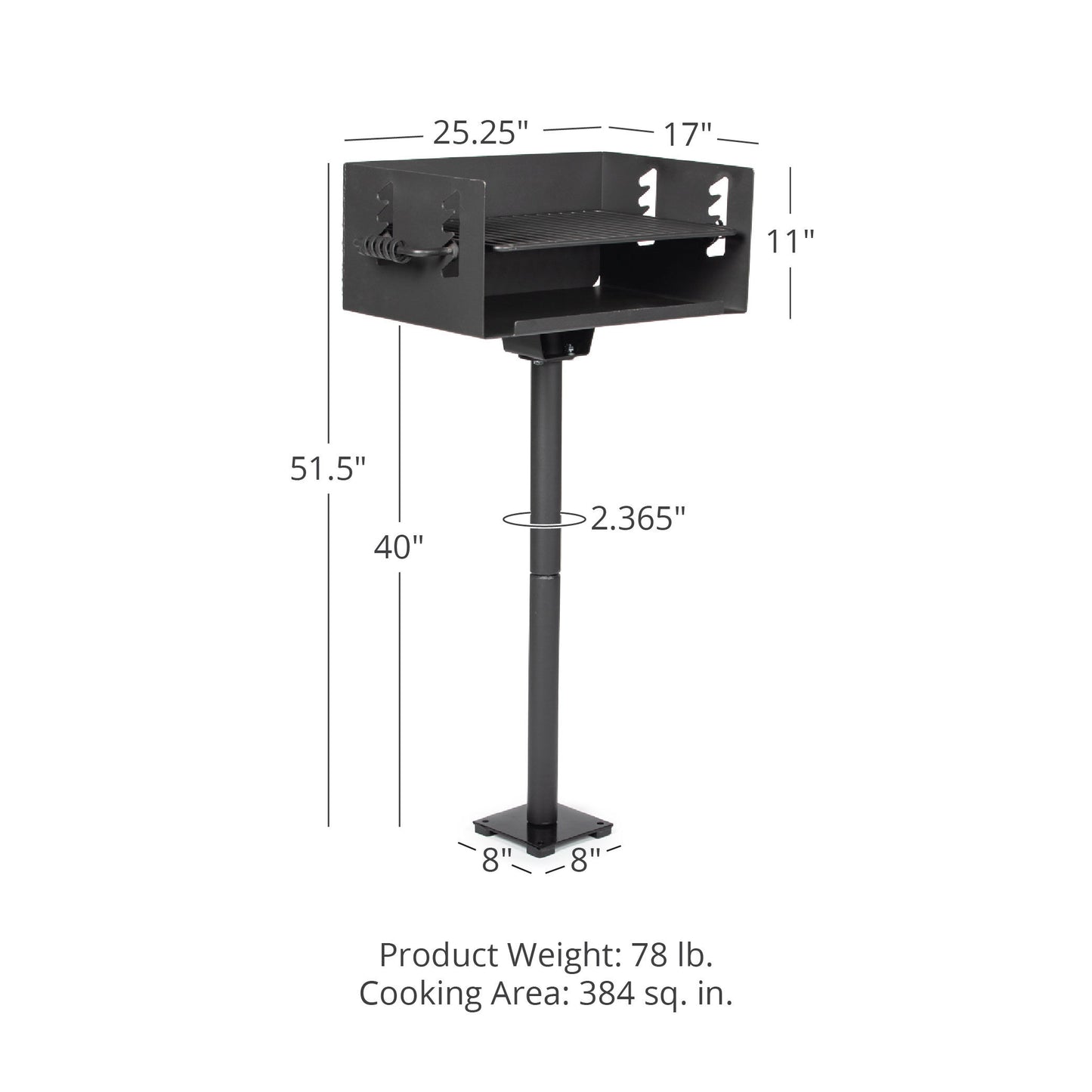 384 Sq. In. Jumbo Park-Style Grill - Optional Mounting Base: Grill + Base Anchor | Grill + Base Anchor - view 20
