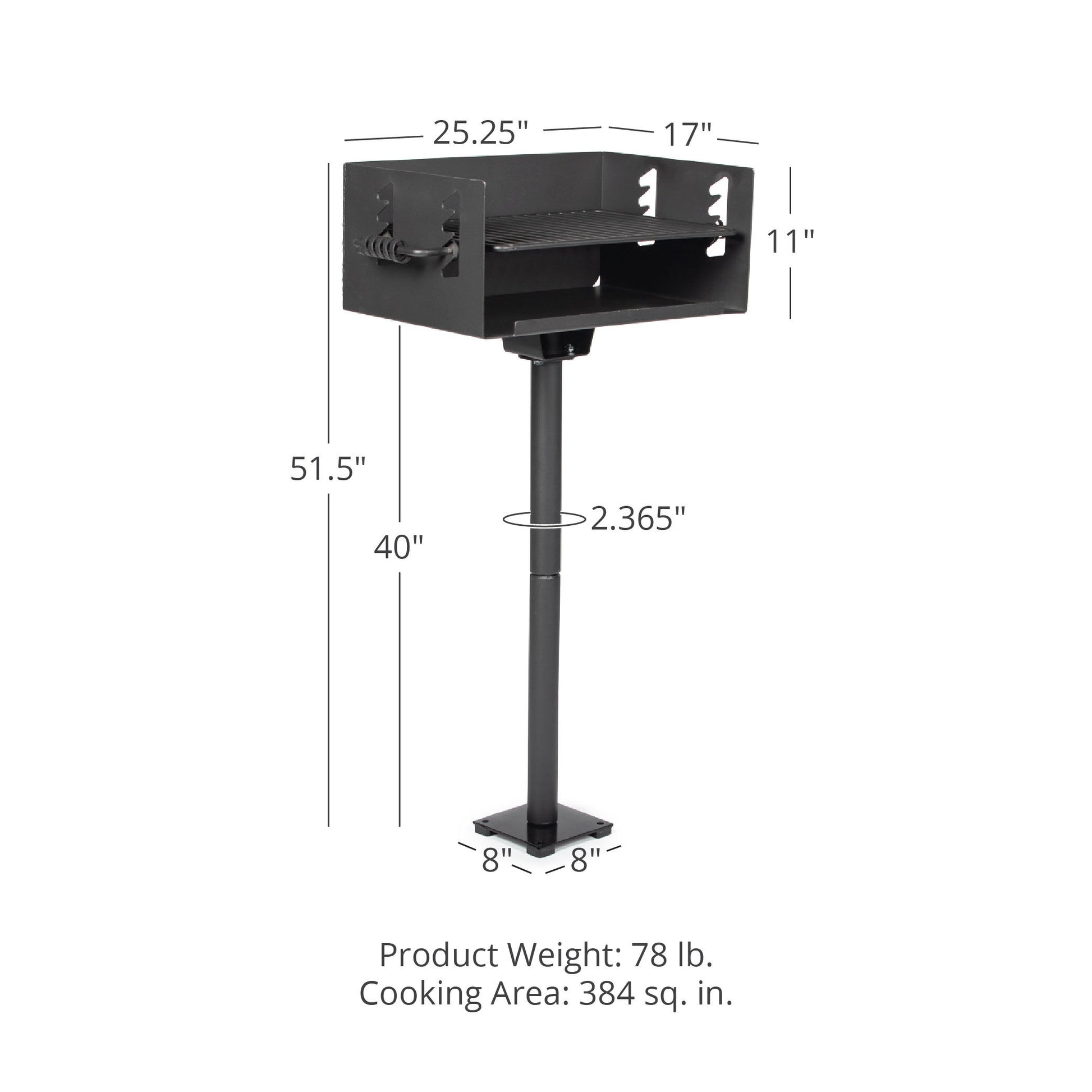 384 Sq. In. Jumbo Park-Style Grill - Optional Mounting Base: Grill + Base Anchor | Grill + Base Anchor