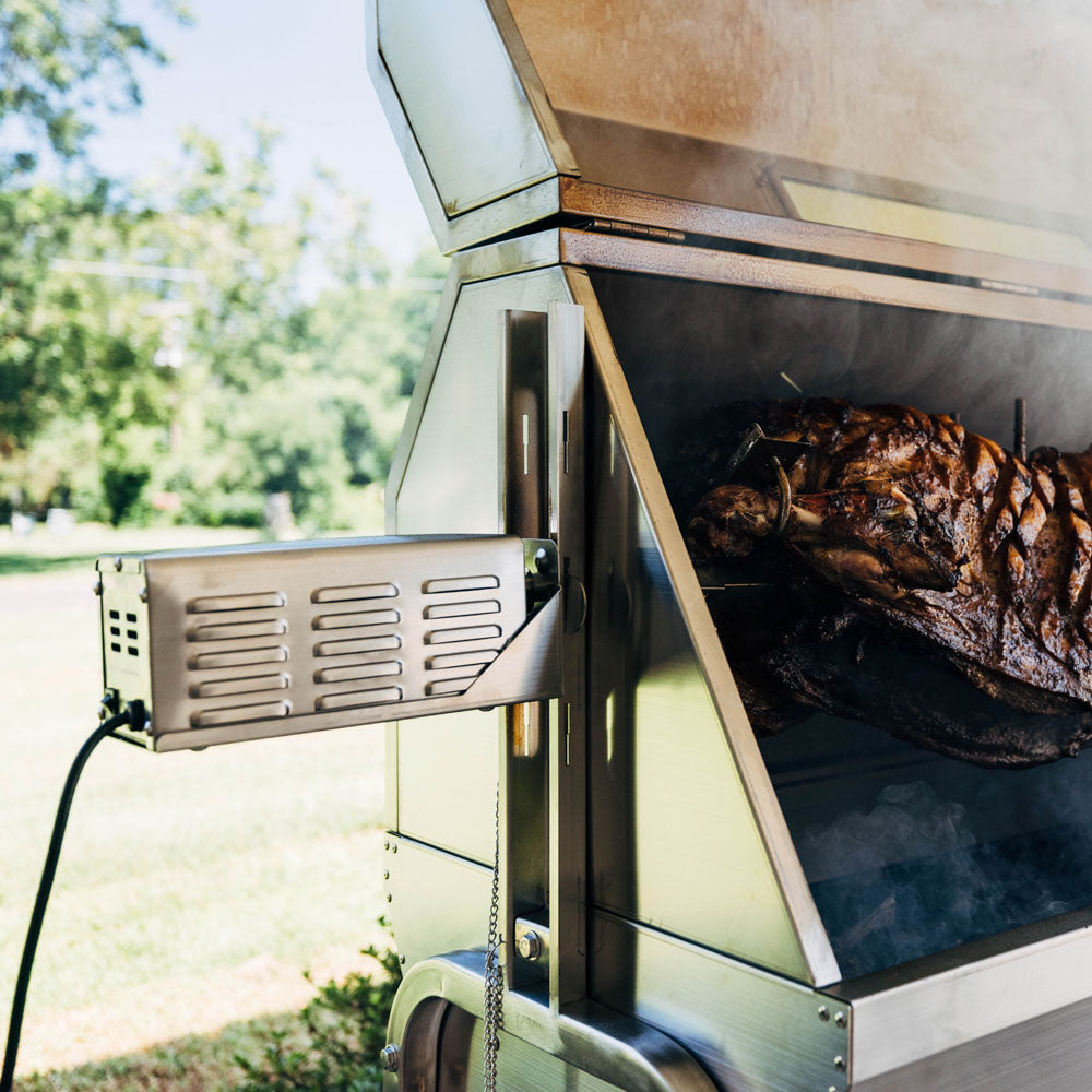 25 Watt Stainless Steel Rotisserie Grill with Hood