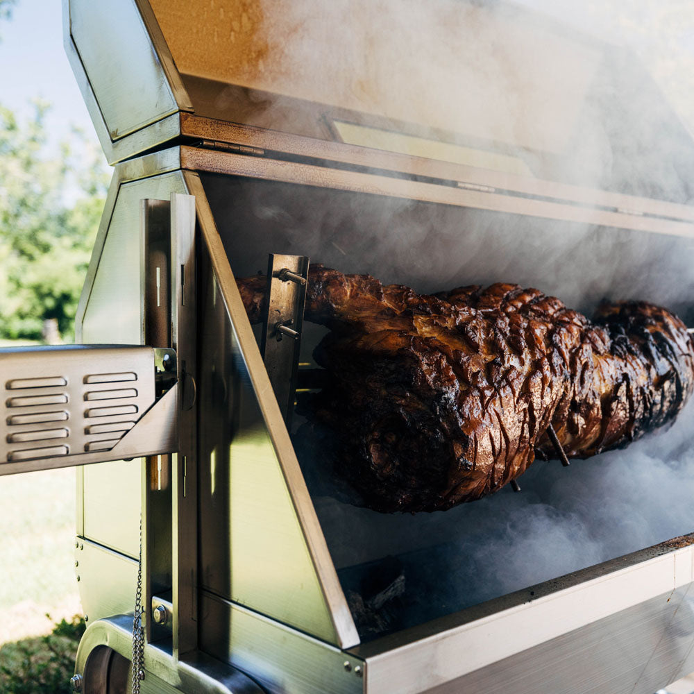 13 Watt Stainless Steel Rotisserie Grill with Hood