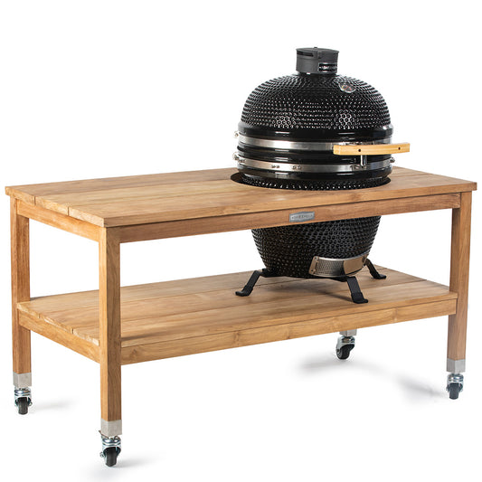 18" Kamado Grill with Grade A Teak Table | Grade A Teak view 1