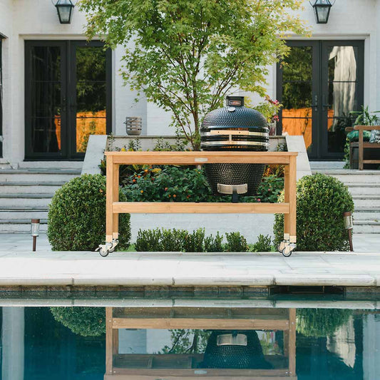 18" Kamado Grill with Grade A Teak Table | Grade A Teak view 2