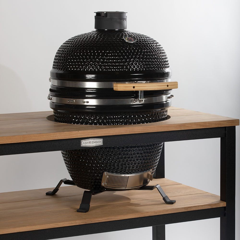 18" Kamado Grill with Grade A Teak Table | Black Aluminum - view 16