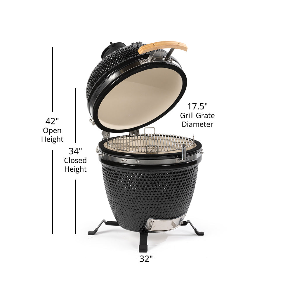 18" Kamado Grill with Grade A Teak Table | Black Aluminum - view 26