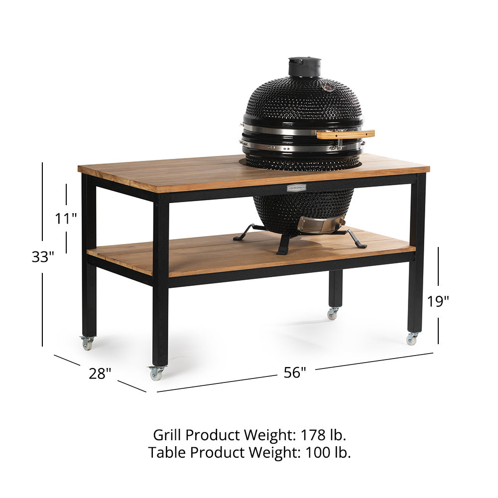 18" Kamado Grill with Grade A Teak Table | Black Aluminum - view 27