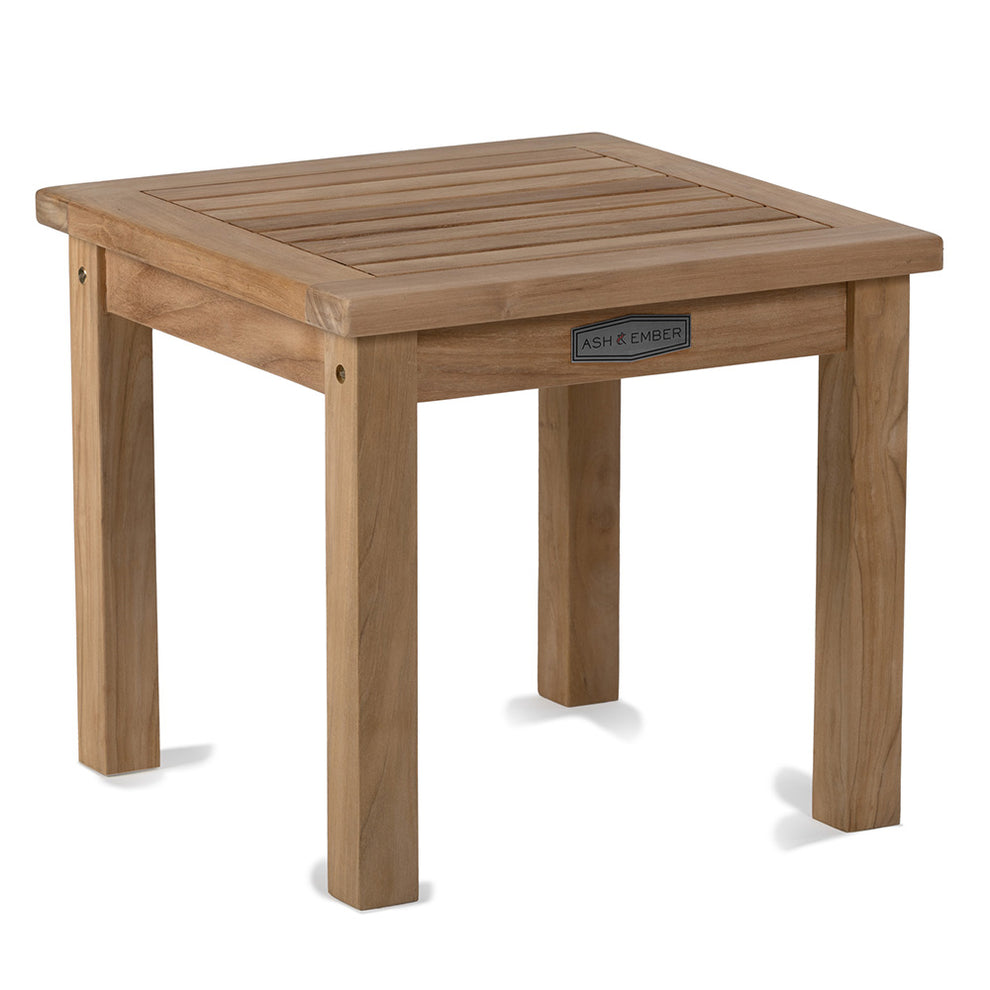 Sierra Grade A Teak End Table - Optional Storage Shelf | Ash & Ember