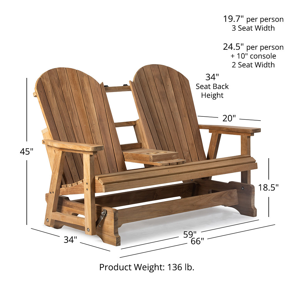 Savannah Grade A Teak Adirondack Glider Bench