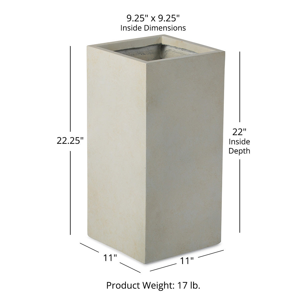 Onyx Tall Box Planters | Satin Ivory / 22.25in