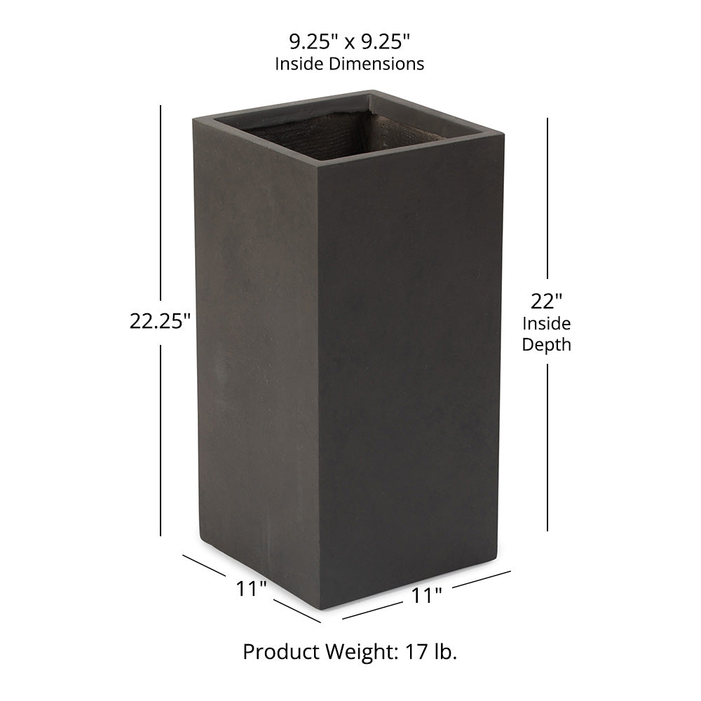 Onyx Tall Box Planters | Charcoal / 22.25in - view 14