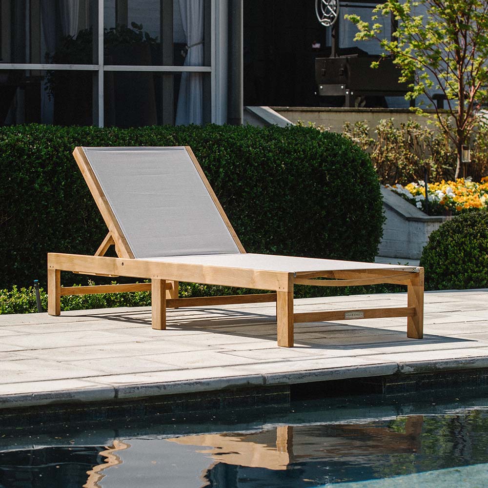 Grade A Teak Reclining Sling Lounger