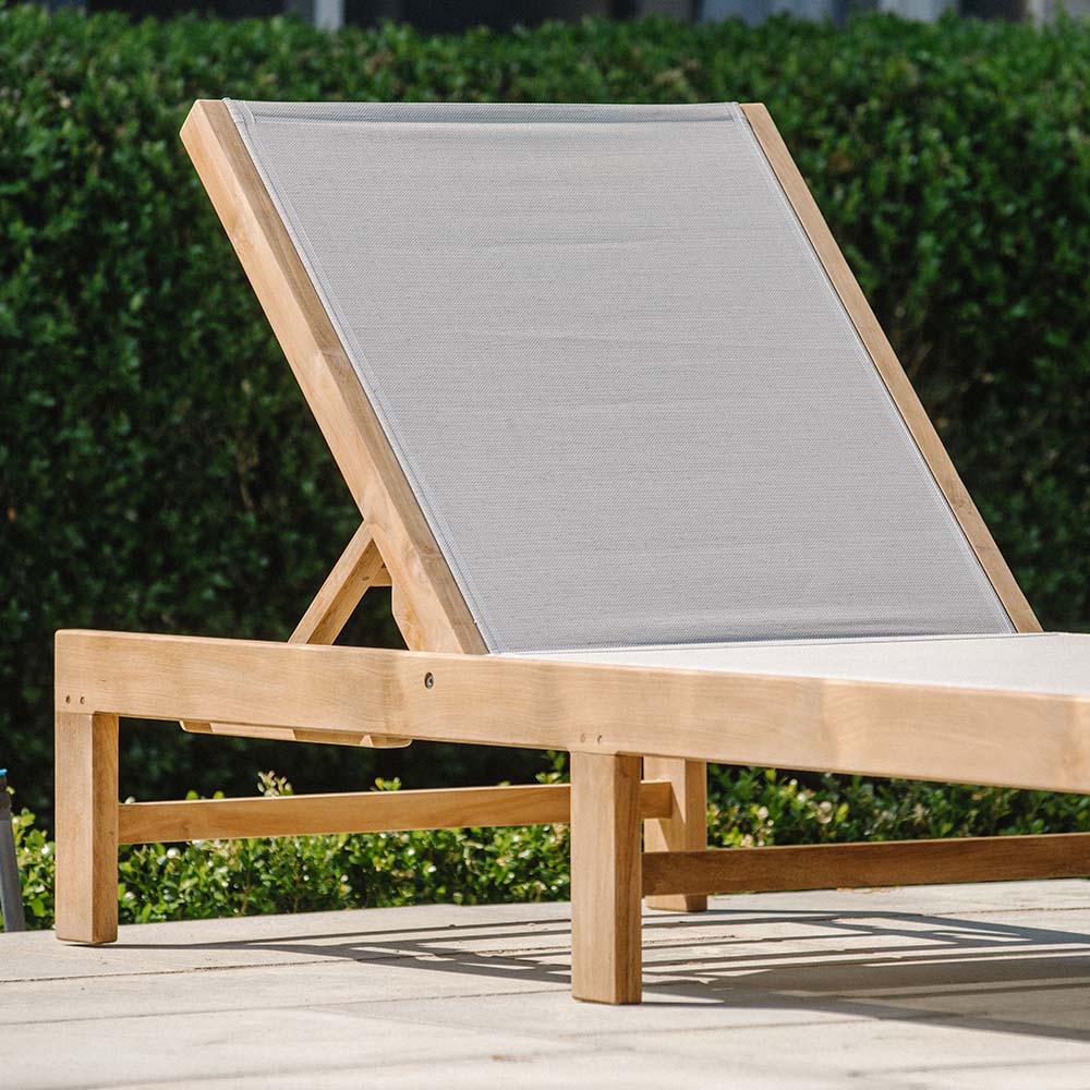 Grade A Teak Reclining Sling Lounger - view 4