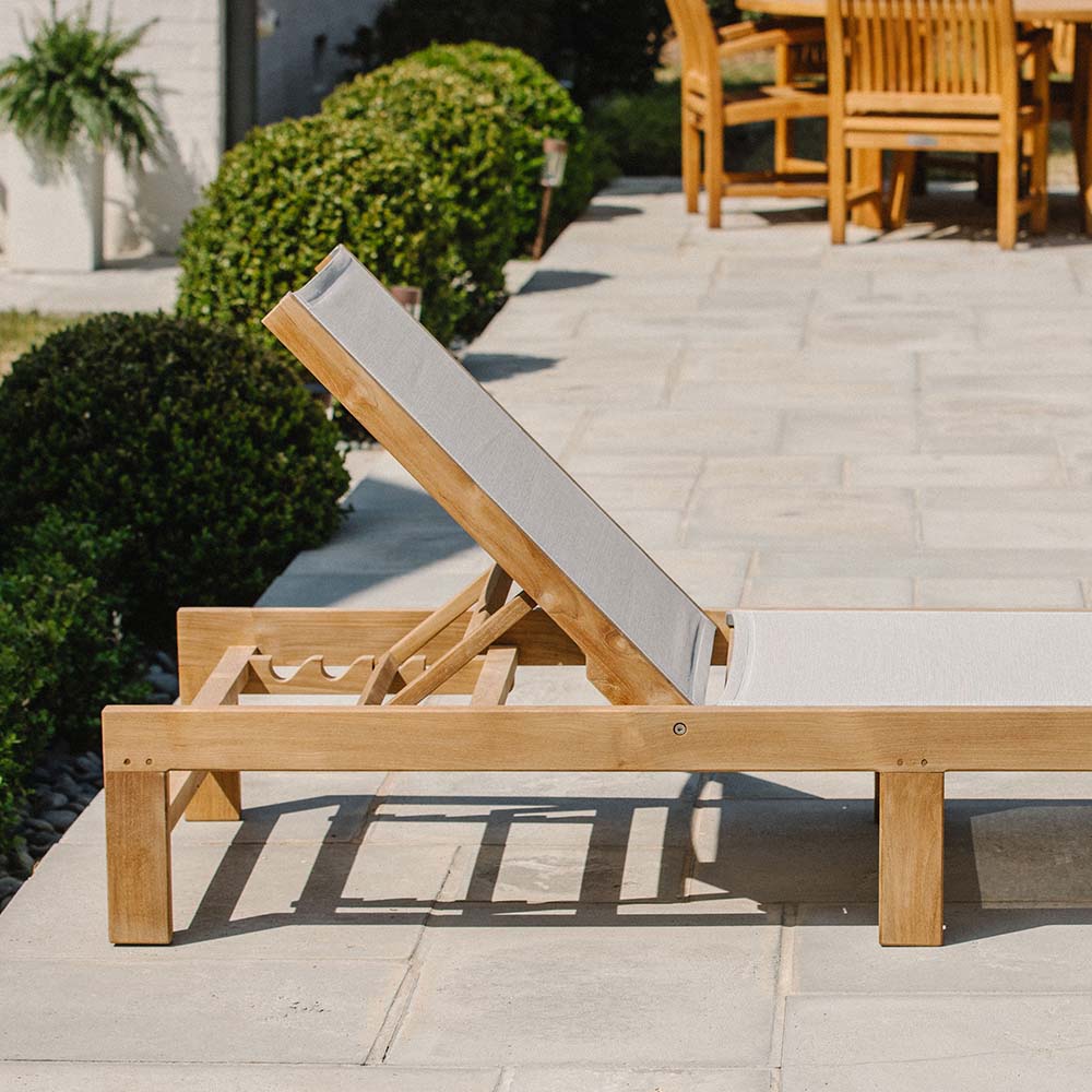 Grade A Teak Reclining Sling Lounger