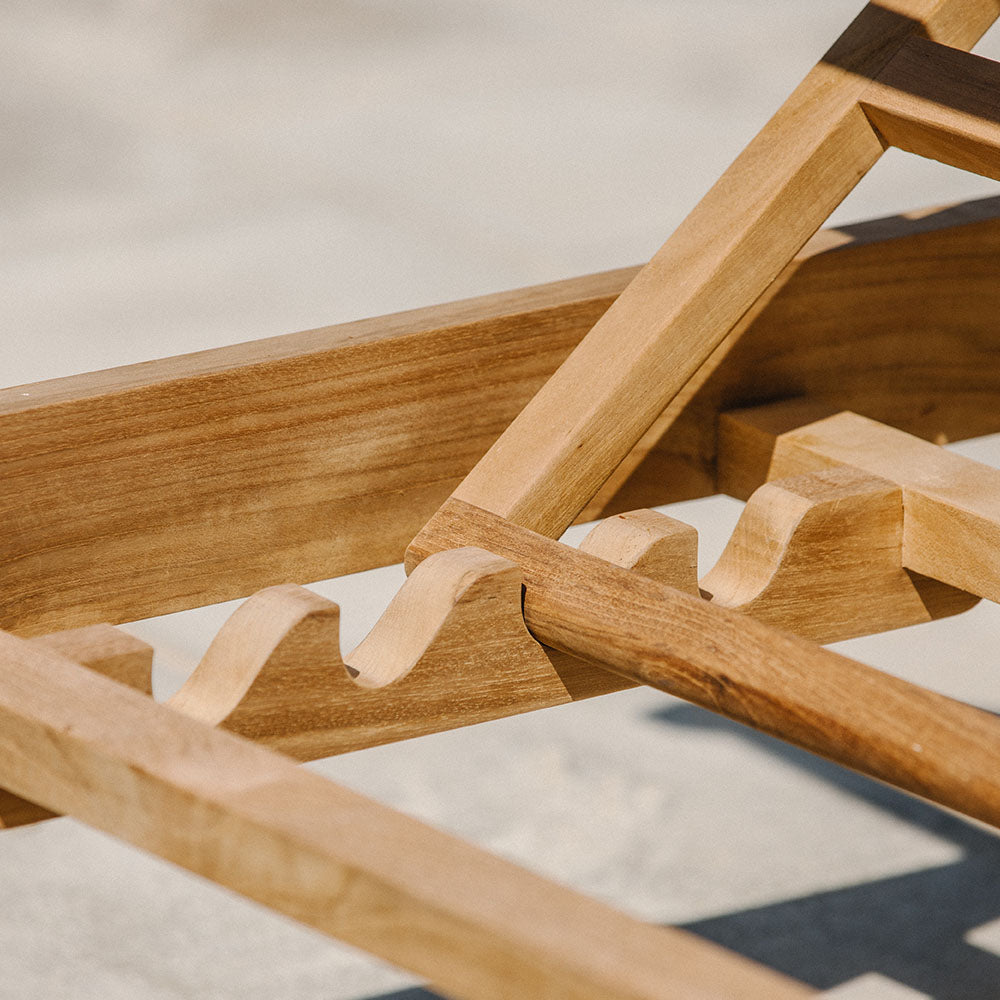 Grade A Teak Reclining Sling Lounger