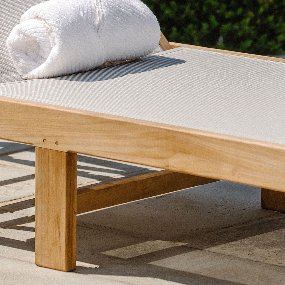 Grade A Teak Reclining Sling Lounger